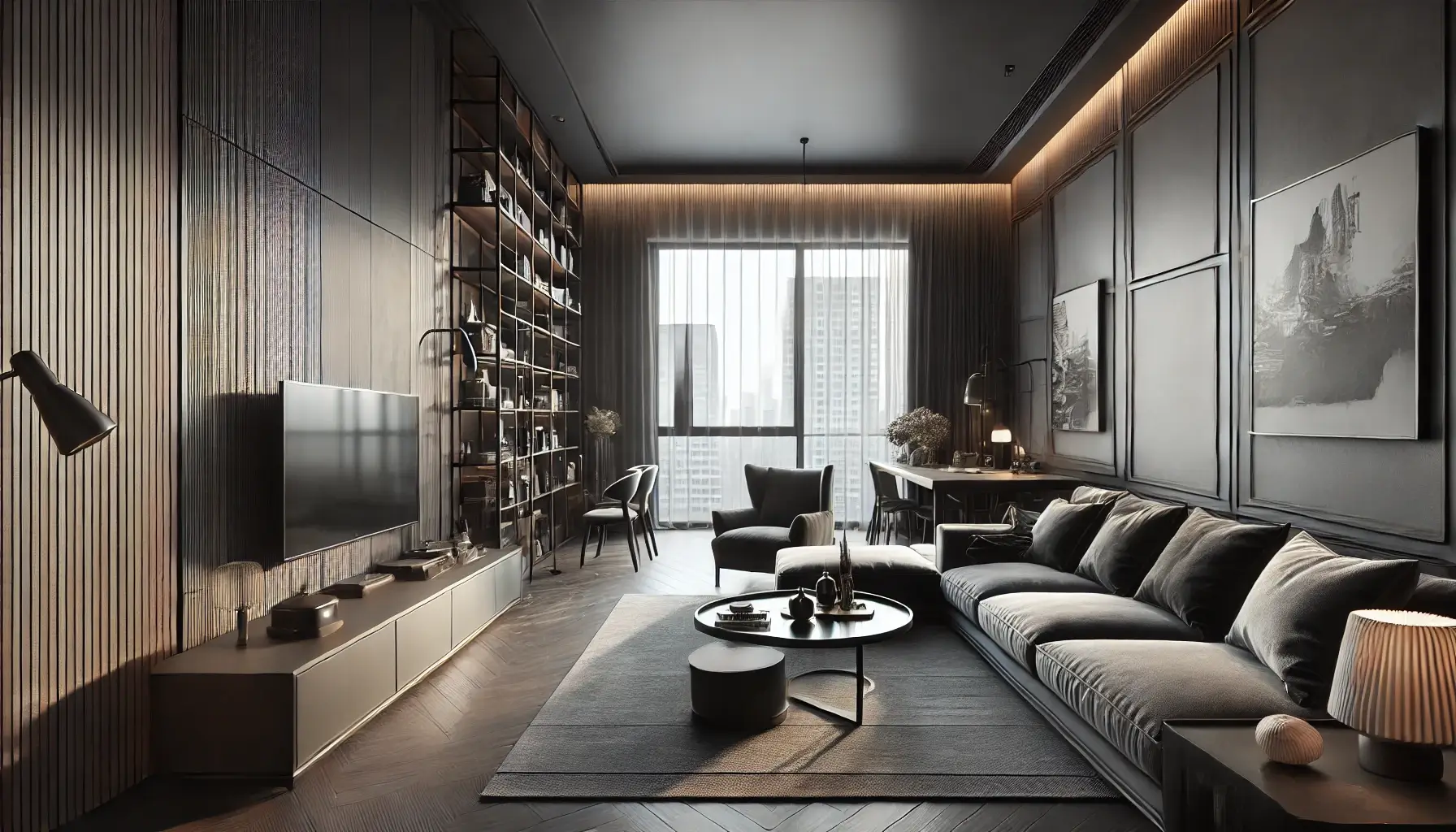 Chinese apartment interior with furnished living space